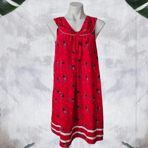Anthropologie Silk Red Sparrow Shift Dress - Picture 2 of 6